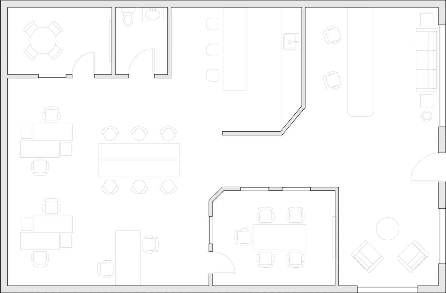 Reflected ceiling plan with G-RO channel overlayed