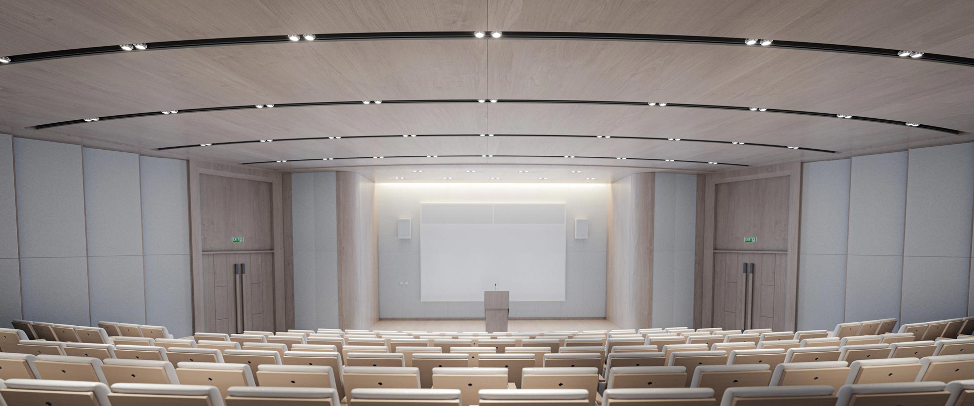 Curved channel in a theatre featuring Madison gimbals